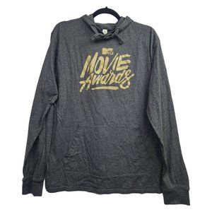 MTV Movie Awards Gray Hooded Pullover Shirt Men's Size XL Hoodie Gold Script